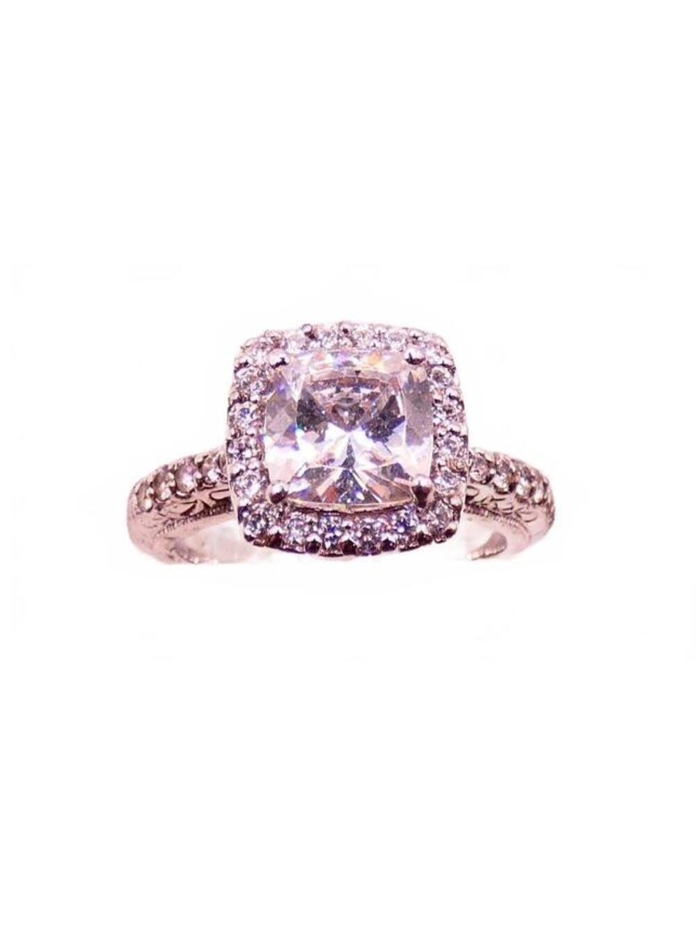 EUC Tacori IV for Epiphany Collection Platinum Plated Diamonique Halo Ring 7 1/4